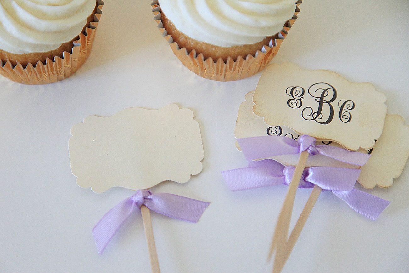 Monogram Cupcake Toppers, Weddings, Bridal Shower, 12 Cupcake Toppers ...