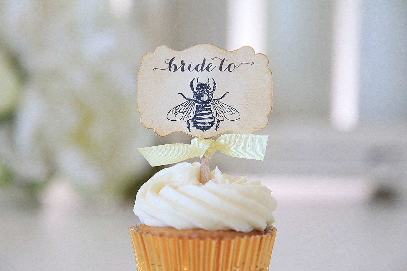 10pcs Bee Cupcake Toppers For Baby Shower Favors Kids Birthday Party Cake  Decorations Bumble Bee Theme