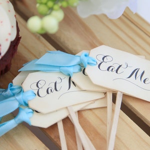 Eat Me Cupcake toppers, Alice in Wonderland, Wedding, Birthday, Baby Shower image 4