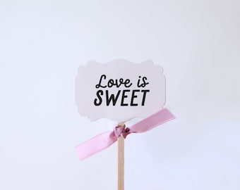 Love is Sweet Cupcake Toppers, Wedding, Dessert Table, Reception, Modern Wedding, Cupcakes, Minimalist Wedding, Cupcakes