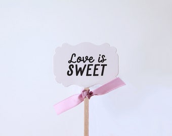 Love is Sweet Cupcake Toppers: Set of 12