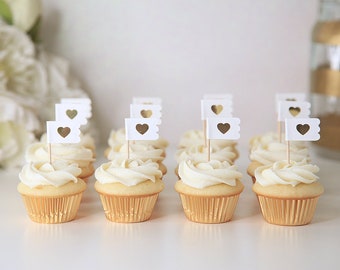 Mini Wedding Cupcake Toppers:  24 Pack