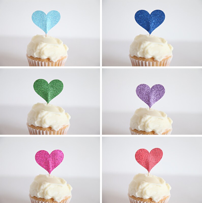 Wedding Cupcake Toppers Heart Shaped Cupcake Toppers Etsy