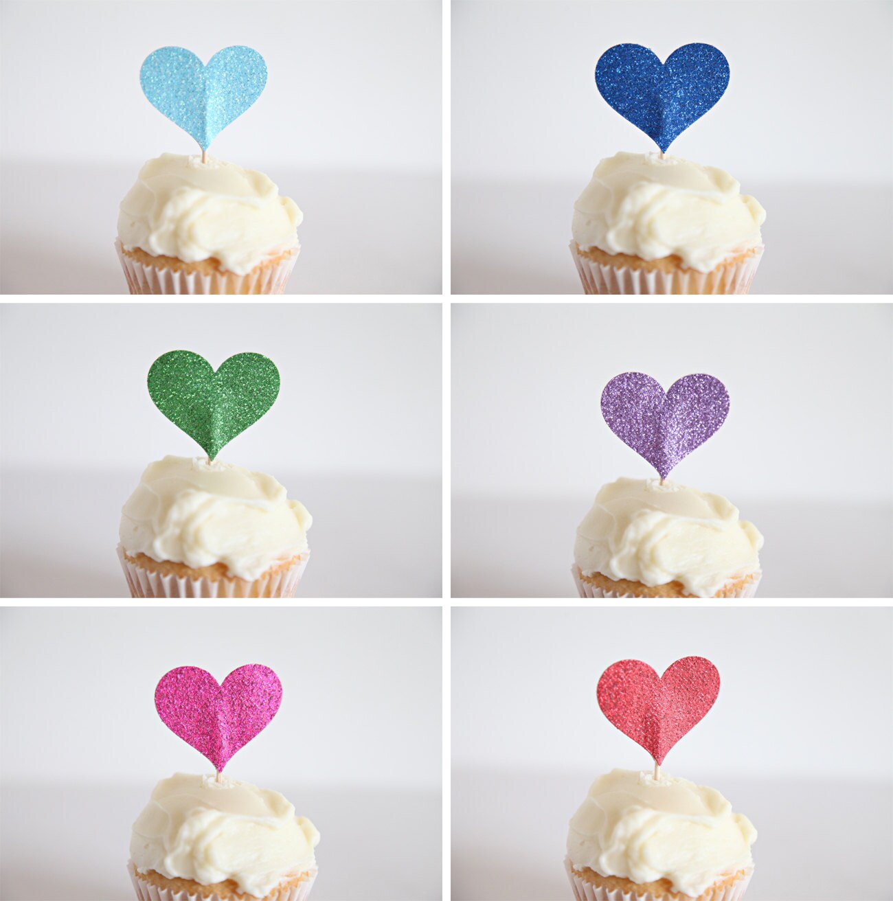 Wedding Cupcake Toppers Heart Shaped Cupcake Toppers Etsy