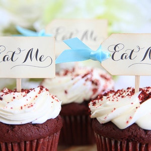 Eat Me Cupcake toppers, Alice in Wonderland, Wedding, Birthday, Baby Shower image 2