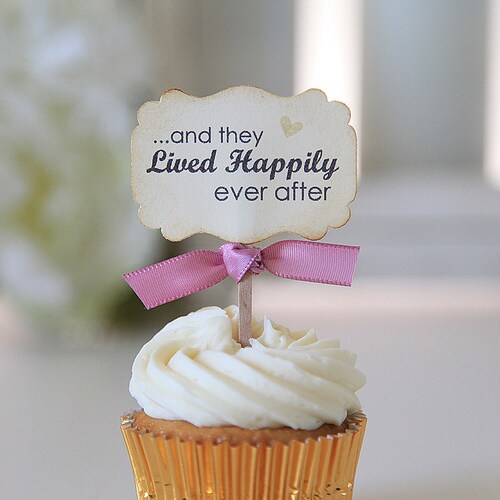 Wedding Cupcake Toppers and They Lived Happily Ever After Etsy