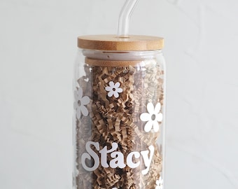 Personalized Daisy Beer Can Glass: 20oz