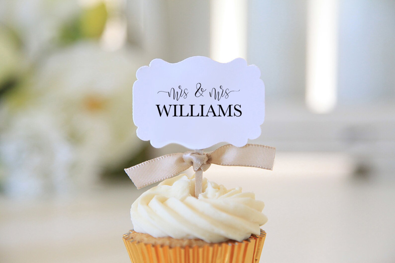 Mrs. and Mrs. / Wedding Cupcake Toppers / Customization / Etsy