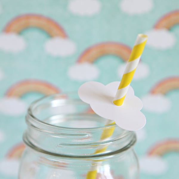 Baby Shower Theme, Cloud Straw, Cloud embellishment, Rainy Day Theme, Showers, up up and away theme, 12 cloud embellishments