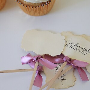 We've Decided on Forever, Wedding, Cupcake Toppers, Chic Wedding, Shabby Chic, image 4