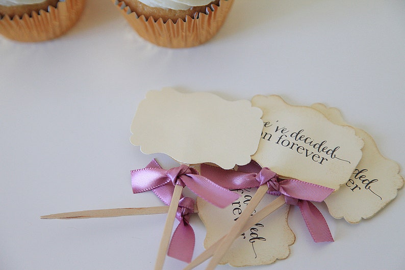 We've Decided on Forever, Wedding, Cupcake Toppers, Chic Wedding, Shabby Chic, image 4