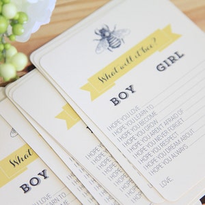 Baby Shower Game, What will it Bee 12 Game sheets, Bumble Bee image 1