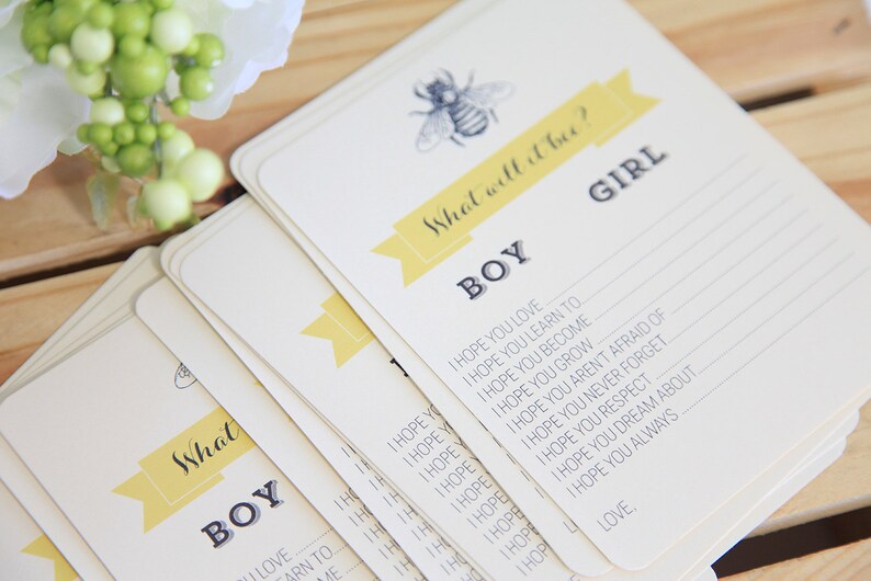 Baby Shower Game, What will it Bee 12 Game sheets, Bumble Bee image 1