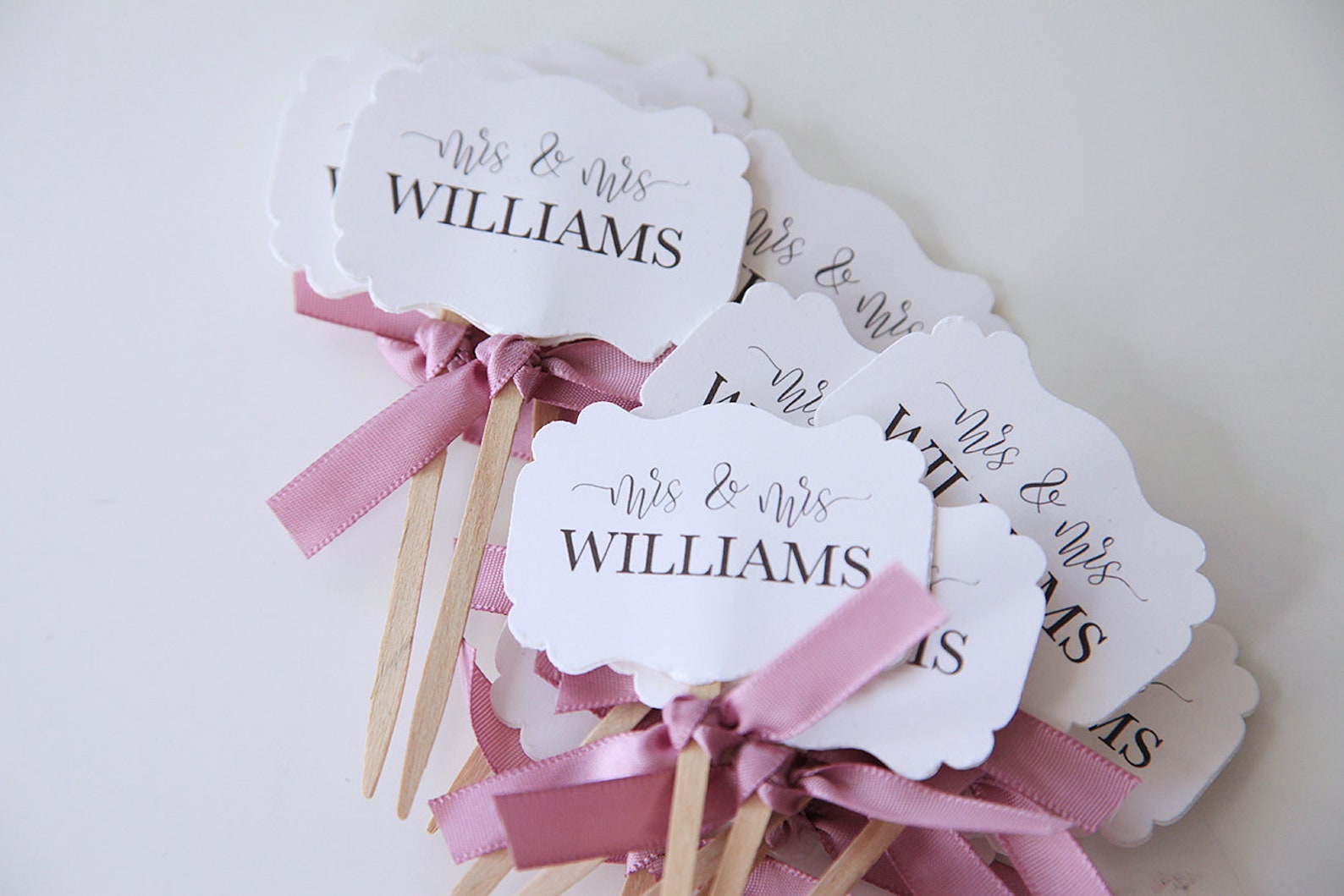 Mrs. and Mrs. / Wedding Cupcake Toppers / Customization / Etsy