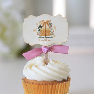 Décorations pour cupcakes de Noël / Joyeux Noël / Bonne année / 12 décorations pour cupcakes