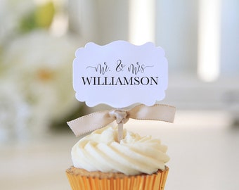 Mr & Mrs Cupcake Toppers: Set of 12