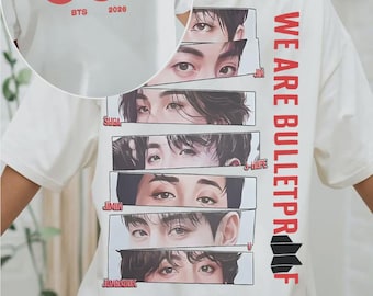 BTS Bangtan Eyes Graphic Tee, Minimalistisk Kpop Merch, Armépresent