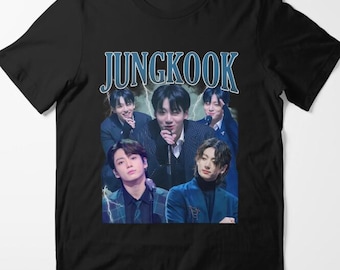 Camiseta gráfica de Jungkook de BTS, ropa retro de los 90 para fans del Kpop.