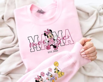 Sudadera personalizada Mamá Ratón con nombres 2026, Sudadera para Mamá, Regalo del Día de la Madre, Top Mamá Ratón, Mamá Est con Nombre en la Manga