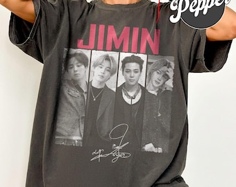 Camiseta vintage con estampado de Jimin de BTS, camiseta para fans del Kpop Army, camiseta retro unisex.
