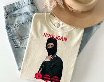 Camiseta Comfort Colors BTS Hooligan Jungkook Kpop, estilo streetwear con logo Arirang