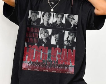 Camiseta gráfica BTS Hooligan, retrato de Jungkook, estilo Kpop Streetwear