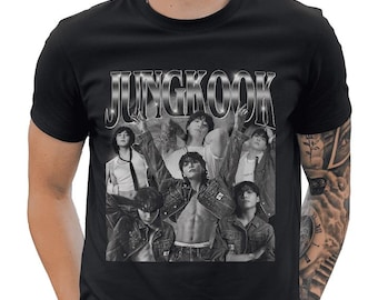 Camiseta del Álbum Dorado de Jungkook, Merchandising de BTS Kpop Camiseta Retro con Gráfico