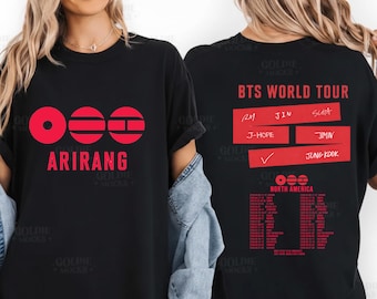 Camiseta gráfica de la gira mundial de BTS – Merchandising para fans de Kpop de ARIRANG