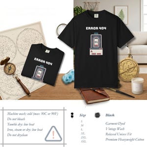 Error 404 Low Battery Shirt | Retro Gamer Pixel Art Graphic Tee | Programmer Developer Humor Geek Apparel | Sarcastic Low Energy Gift