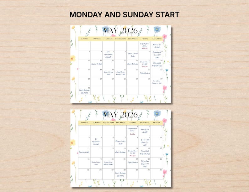 Editable May 2026 Calendar, Spring Cleaning Checklist, Garden Planting ...