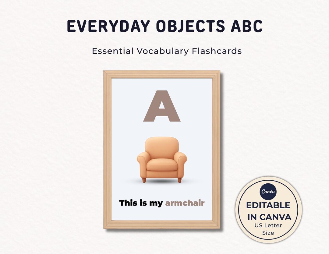 Real Life Objects Alphabet, ABC Everyday Items Wall Art, Kids ...