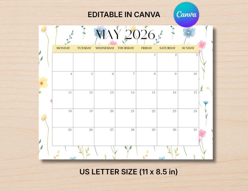 Editable May 2026 Calendar, Spring Cleaning Checklist, Garden Planting ...