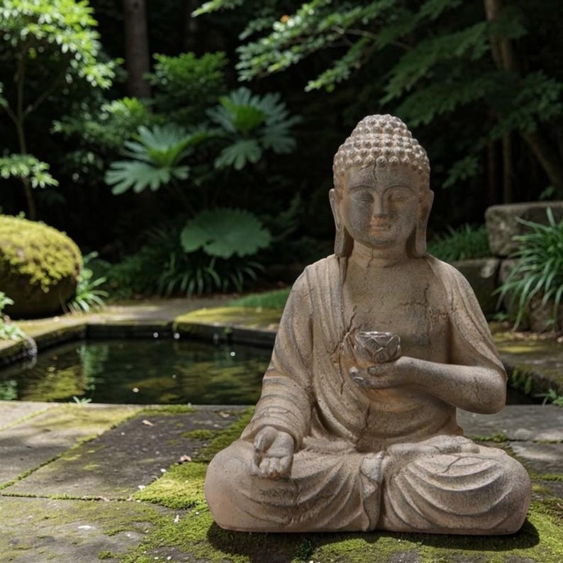 Solar Buddha Garden Statue | Zen Outdoor Lighting Decor | Resin Asian ...