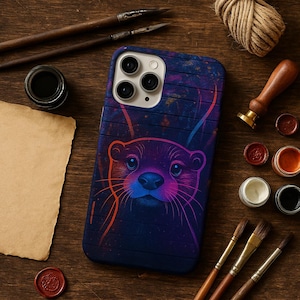 Coque de portable loutre Patronus fluo - Personnalisée avec impression UV, texturée et conçue pour durer
