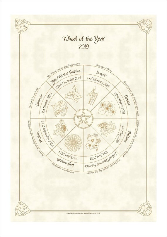 Wheel of the Year Pagan / Wiccan Sabbat Calendar 2019 | Etsy Wheel of the Year Pagan / Wiccan Sabbat Calendar 2019 | Etsy