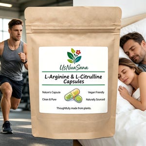 L-Arginina y L-Citrulina 200 Cápsulas / Bienestar Masculino / Apoyo Natural para el Rendimiento y la Resistencia / Vegano