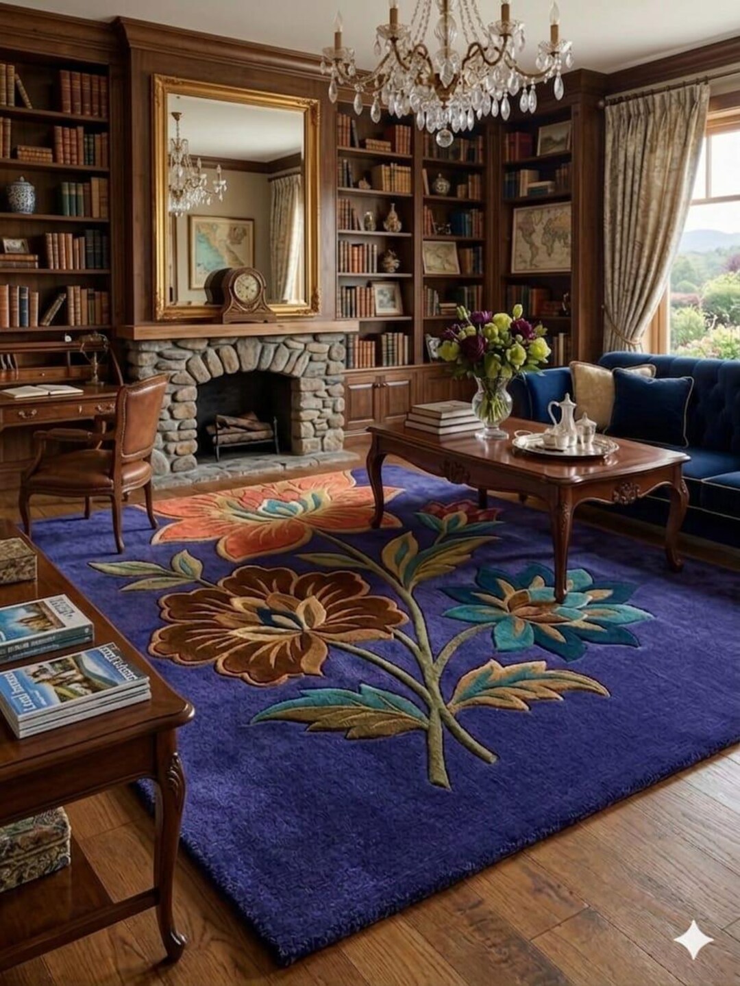 Colorful Floral Area Rug, Hand Tufted Wool Carpet, Botanical Living ...