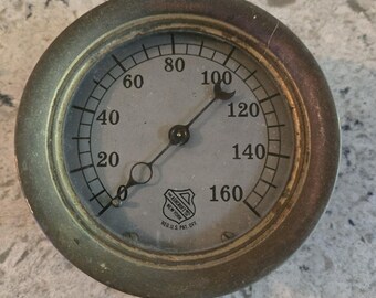 Vintage-Manometer von Ashcroft MFG Co, Baujahr 1898, mit gezogenem Rohr
