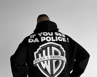 Kleidermafia Oversize Warn a Brother-hoody - gitzwart