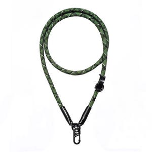 Olive Green Leather Phone Lanyard Fixed Length Hands Free Hand Stitched
