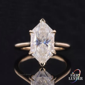 14k Solid Gold Tulip Basket Ring: 2.50/3.50 Carat Dutch Marquise Moissanite Solitaire Ring, Anniversary Gift