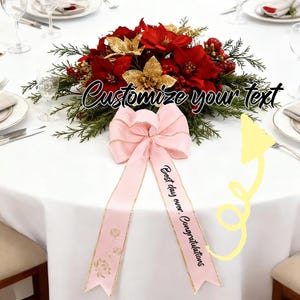 Custom Text Satin Bow Ribbon with Gold Edge Personalized Wedding & Event Decor Ribbon