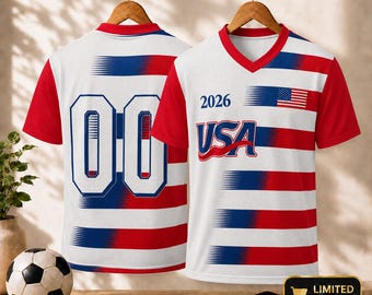 USA Patriotic Soccer Jersey 2026, American Flag Football Shirt, USA Fan Jersey, Independence Day Sports Tee, Fourth of July Gift