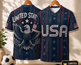 USA Football Jersey for Men Women & Youth, Patriotic American Eagle Soccer Shirt, United States Fan Apparel 2026