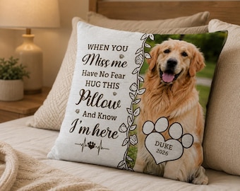 Custom Photo Pet Memorial Pillow, Personalized Dog Cat Remembrance Cushion, Sympathy Gift for Pet Loss, Keepsake Home Decor