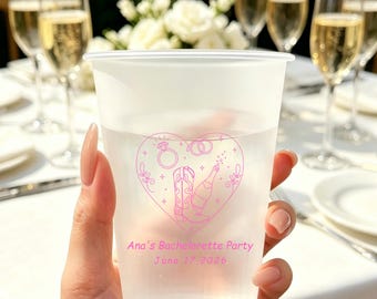 Personalized Bachelorette Party Frosted Cups, Custom Bridal Shower Plastic Cups, Reusable Wedding Party Drinkware, Bride Party Favor