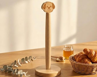 Beechwood Cat-Shaped Countertop Vertical Non-Slip Kitchen Paper Towel Holder