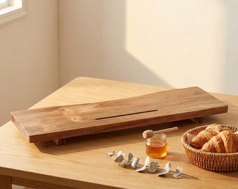 Acacia Wood Bathtub Caddy Tray with Adjustable Legs Minimalist Bath Organizer