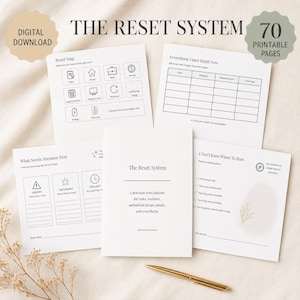 Planer resetowania do druku – Life Admin Organizer, zeszyt zadań (70-stronicowy plik PDF)