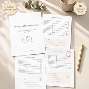 Household Management System, 16-Page Printable Home Planner, Important Documents Organizer, Utility Tracker, Home Inventory PDF